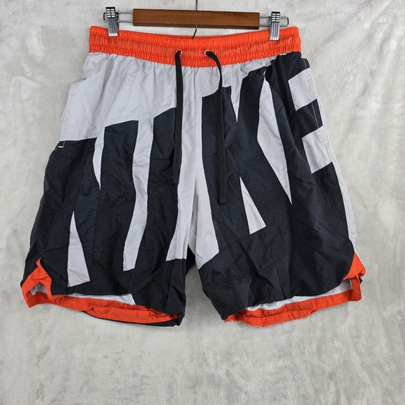 Nike Throwback‎ 3.0 Dry Mens Large Shorts Black White Orange - Picture 1 of 7